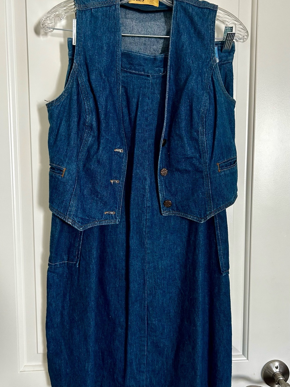 Vintage 1970s Dark Blue Denim Skirt and Matching Vest Set